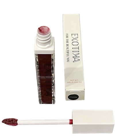 Exotika Beauty Pink Red Glitter Lip Gloss Cheeky