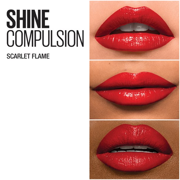 Maybelline Color Sensational Shine Compulsion Lipstick Makeup, Scarlet Flame 090
