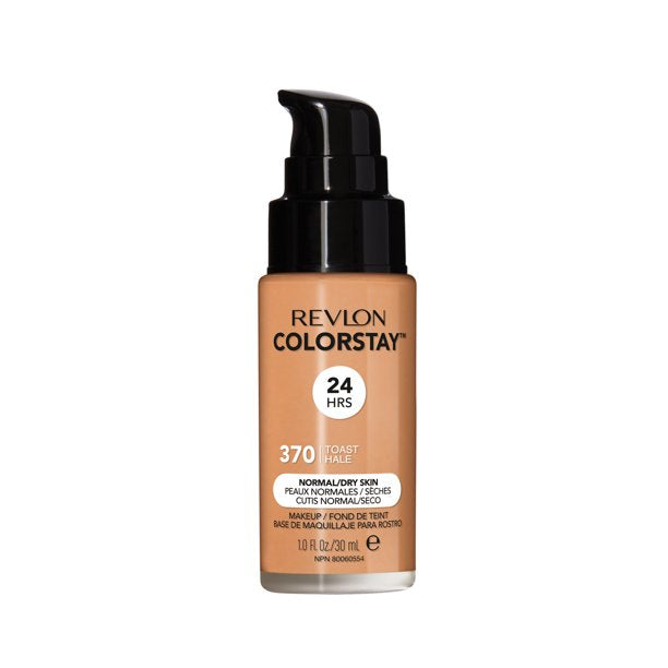 Revlon ColorStay Liquid Foundation Makeup for Normal/Dry Skin SPF 20, Longwear with Medium-Full Coverage & Natural Finish, Oil Free, 370 Toast