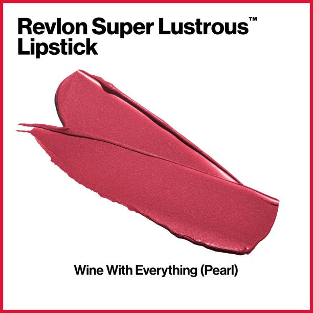 Revlon Super Lustrous Lipstick, Pearl Finish, High Impact Lipcolor with Moisturizing Creamy Formula, Infused with Vitamin E and Avocado Oil, 520 Wine With Everything